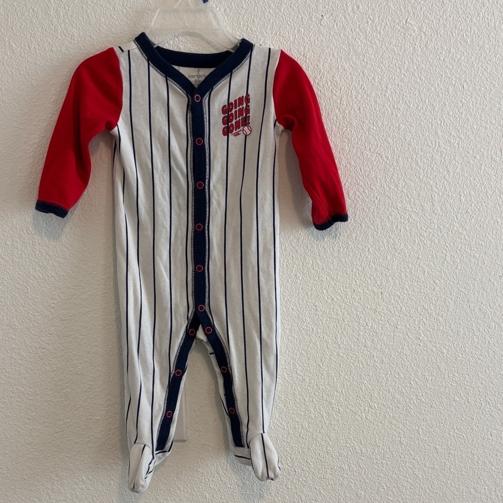 Carter's‎ Boy’s Red and White Striped Footie 9months